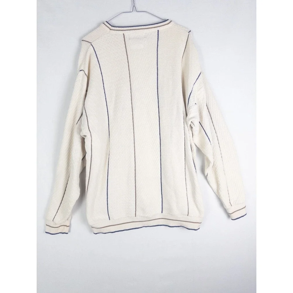 VTG Croft & Barrow Sweater Mens L Striped Golf Graphics‎ Pullover Chunky Grandpa